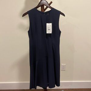 Theory Asym Draper Nocturne Navy Admiral Stripe Dress, US Size 4